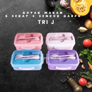 Kotak Makan 4 Sekat Plus Sendok Garpu TRI J